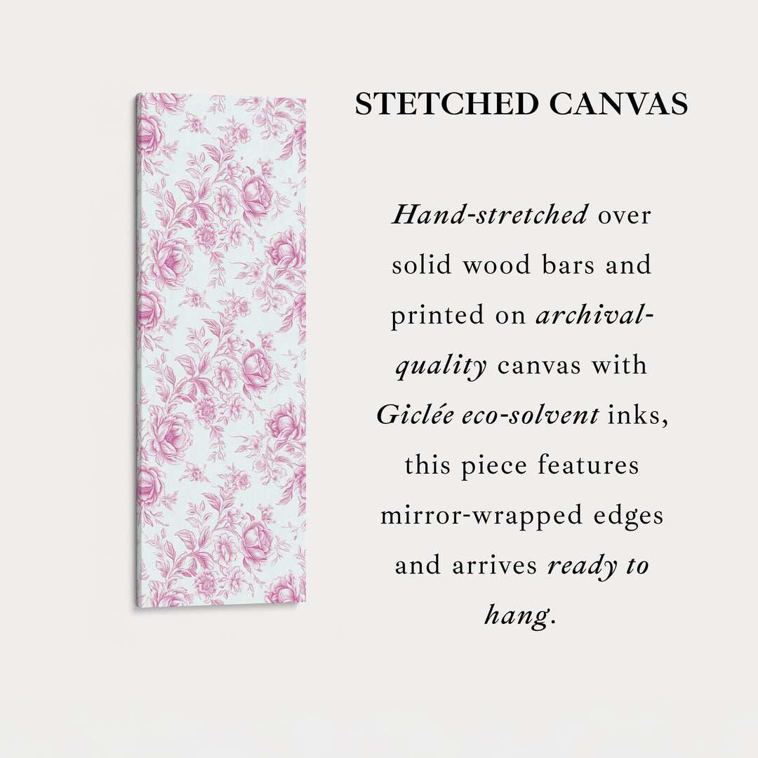 Vertical Floral Long Wall Art Pink Peonies