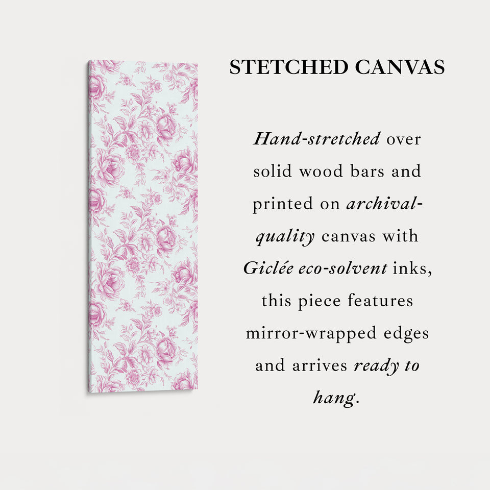 Vertical Floral Long Wall Art Pink Peonies