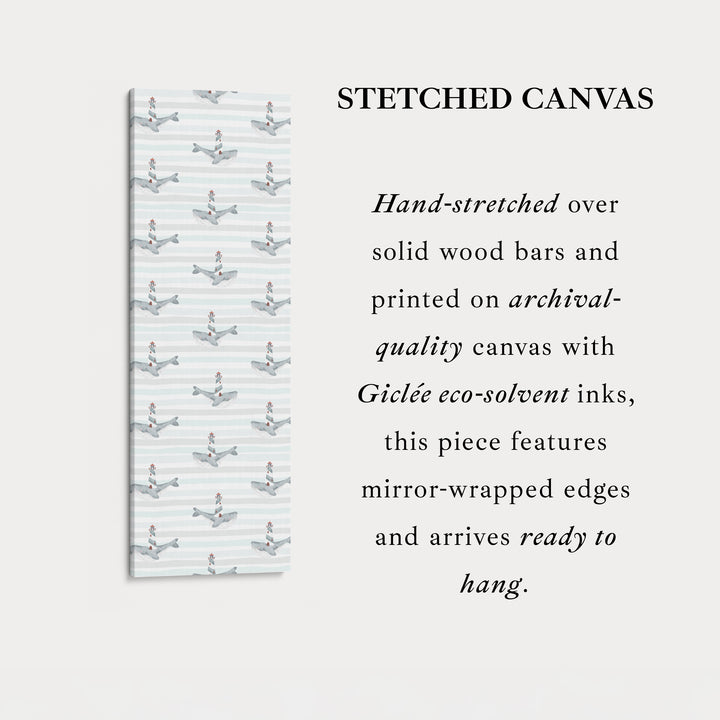 Vertical Kids Room Wall Decor Whales & Lighthouses