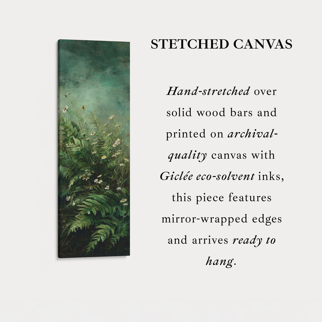 Dark Green Botanical Tall Framed Canvas – Vertical Wall Decor