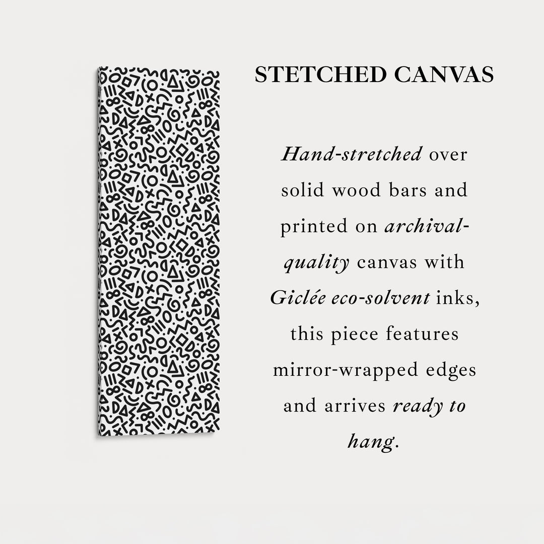 Art mural sur toile encadrée verticale géométrique rétro Memphis pour chambre ou salon