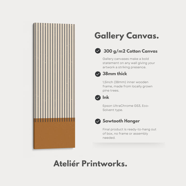 Minimalist Sun and Stripes Narrow Vertical Canvas Wall Art for Entryway or Bedroom
