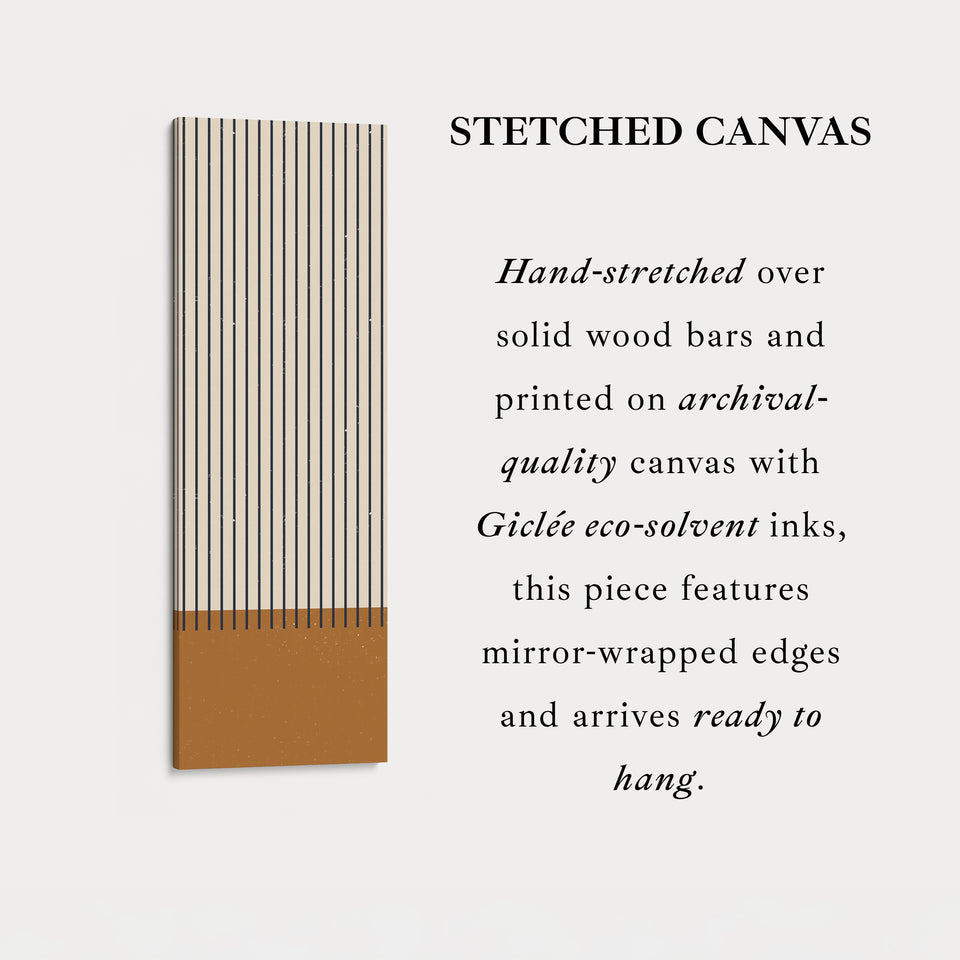 Minimalist Sun and Stripes Narrow Vertical Canvas Wall Art for Entryway or Bedroom