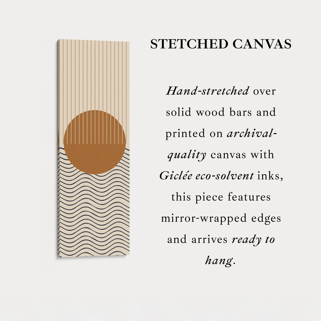 Lever de soleil sur les vagues Toile murale verticale minimaliste pour chambre ou espace de méditation