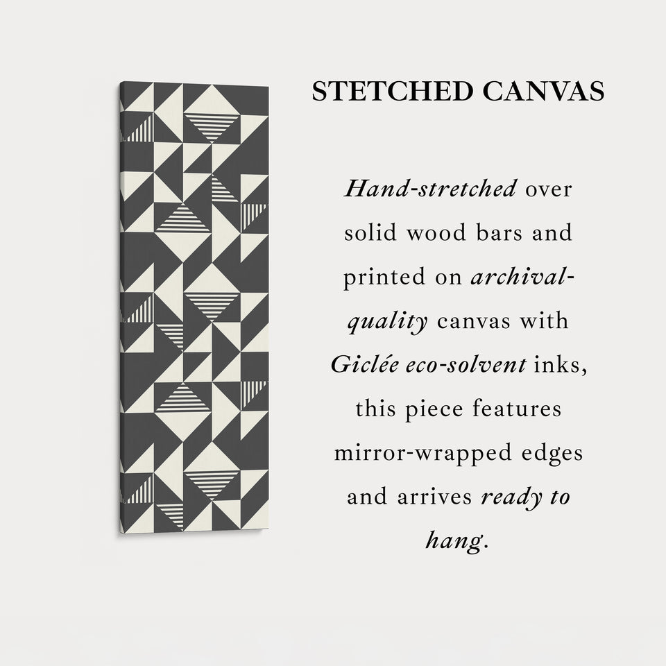 Abstract Triangles Tall Vertical Canvas Wall Art for Bedroom or Office Space