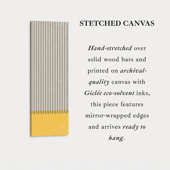 Golden Sun and Stripes Vertical Framed Canvas Wall Art for Living Room or Hallway