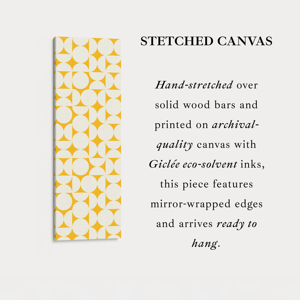 Geometric Mustard Circles Vertical Framed Canvas Wall Art for Living Room or Office