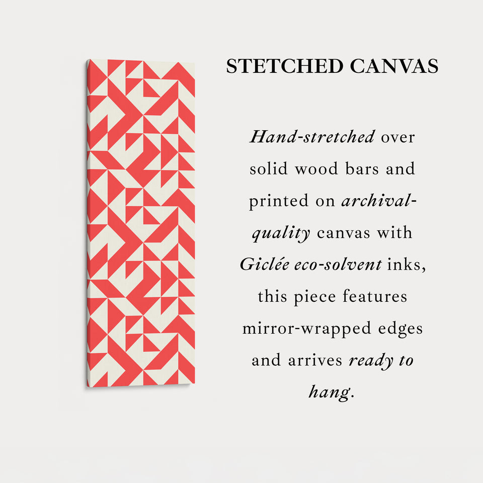 Bold Red Triangles Vertical Framed Canvas Wall Art for Living Room or Studio