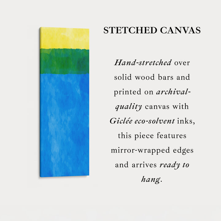 Abstract Horizon Blue and Yellow Vertical Framed Canvas Wall Art for Bedroom or Living Room