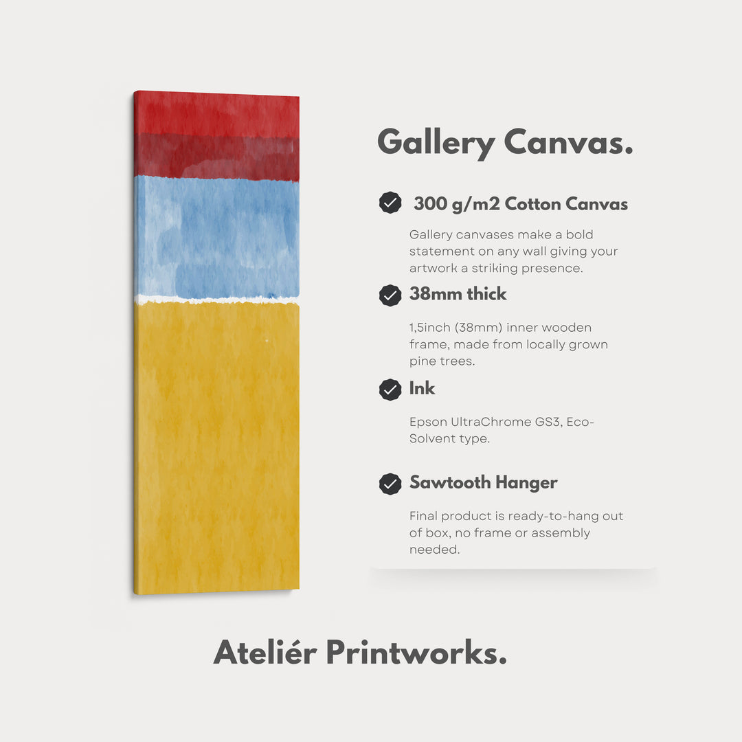 Modern Color Block Red and Yellow Vertical Framed Canvas Wall Art for Office or Hallway