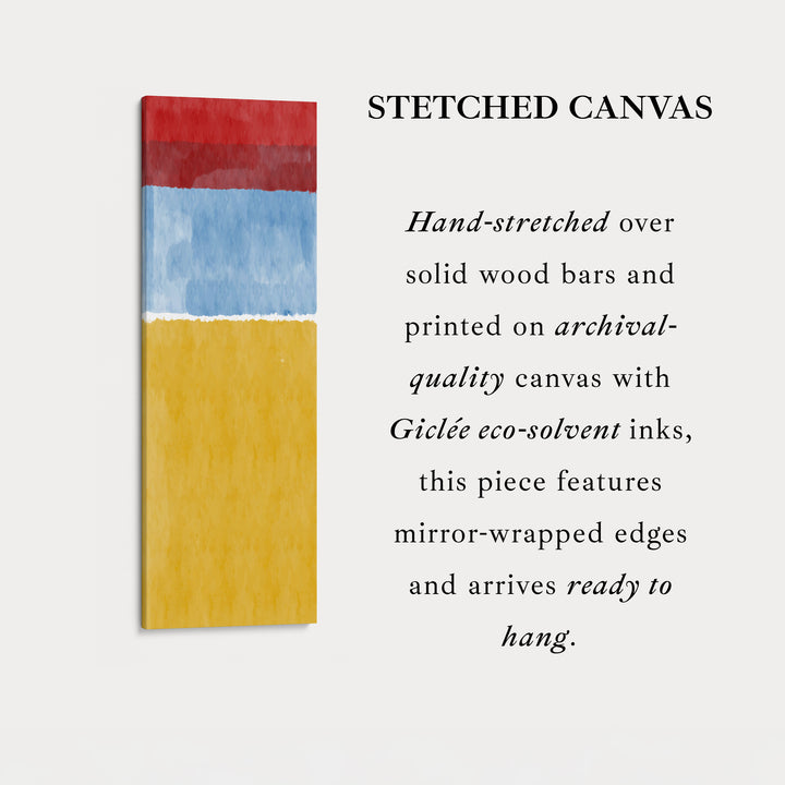 Modern Color Block Red and Yellow Vertical Framed Canvas Wall Art for Office or Hallway