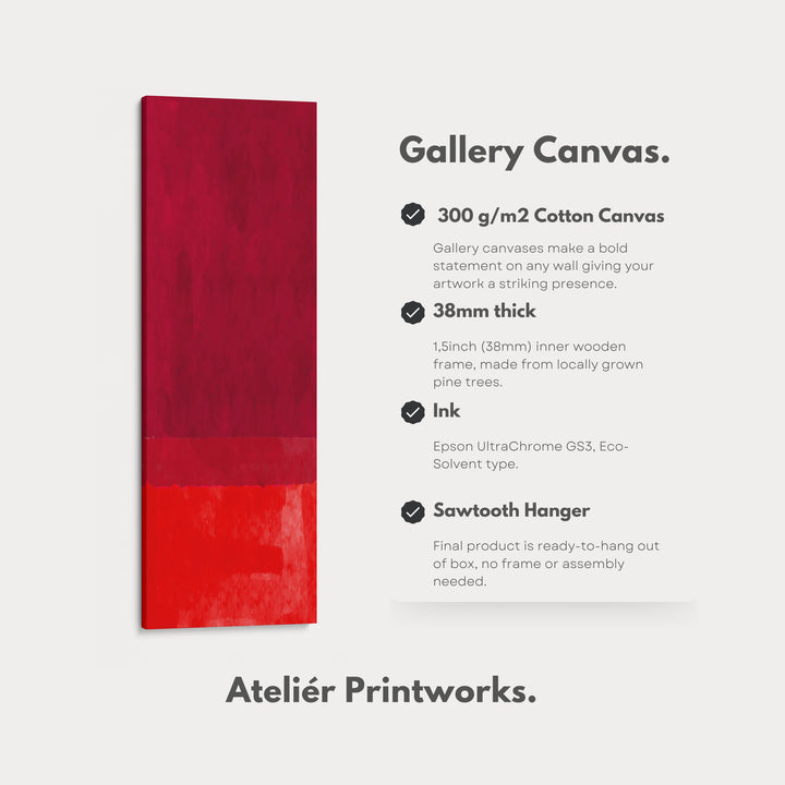 Deep Red Abstract Vertical Framed Canvas Wall Art for Bedroom or Study