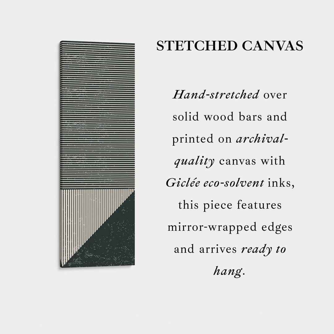 Minimalist Striped Geometry Vertical Framed Canvas Wall Art for Office or Hallway