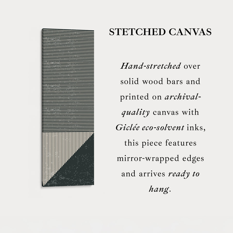 Minimalistische gestreifte geometrische vertikale gerahmte Leinwand-Wandkunst für Büro oder Flur