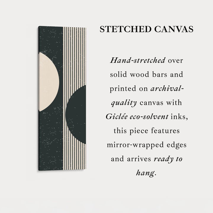 Split Circle Minimalist Vertical Framed Canvas Wall Art for Hallway or Office