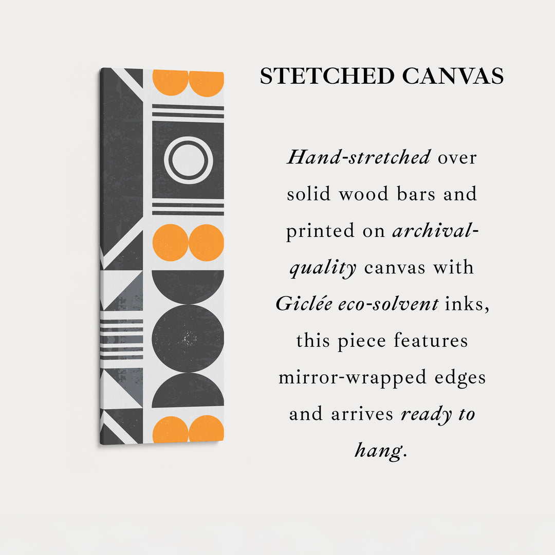 Retro Geometric Circles Vertical Framed Canvas Wall Art for Living Room or Hallway