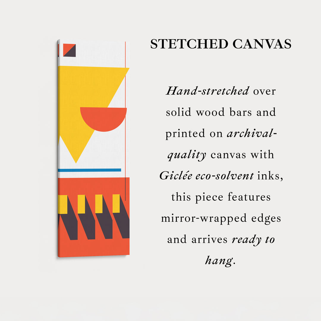 Art mural sur toile encadrée verticale inspirée du Bauhaus pour salon ou chambre à coucher