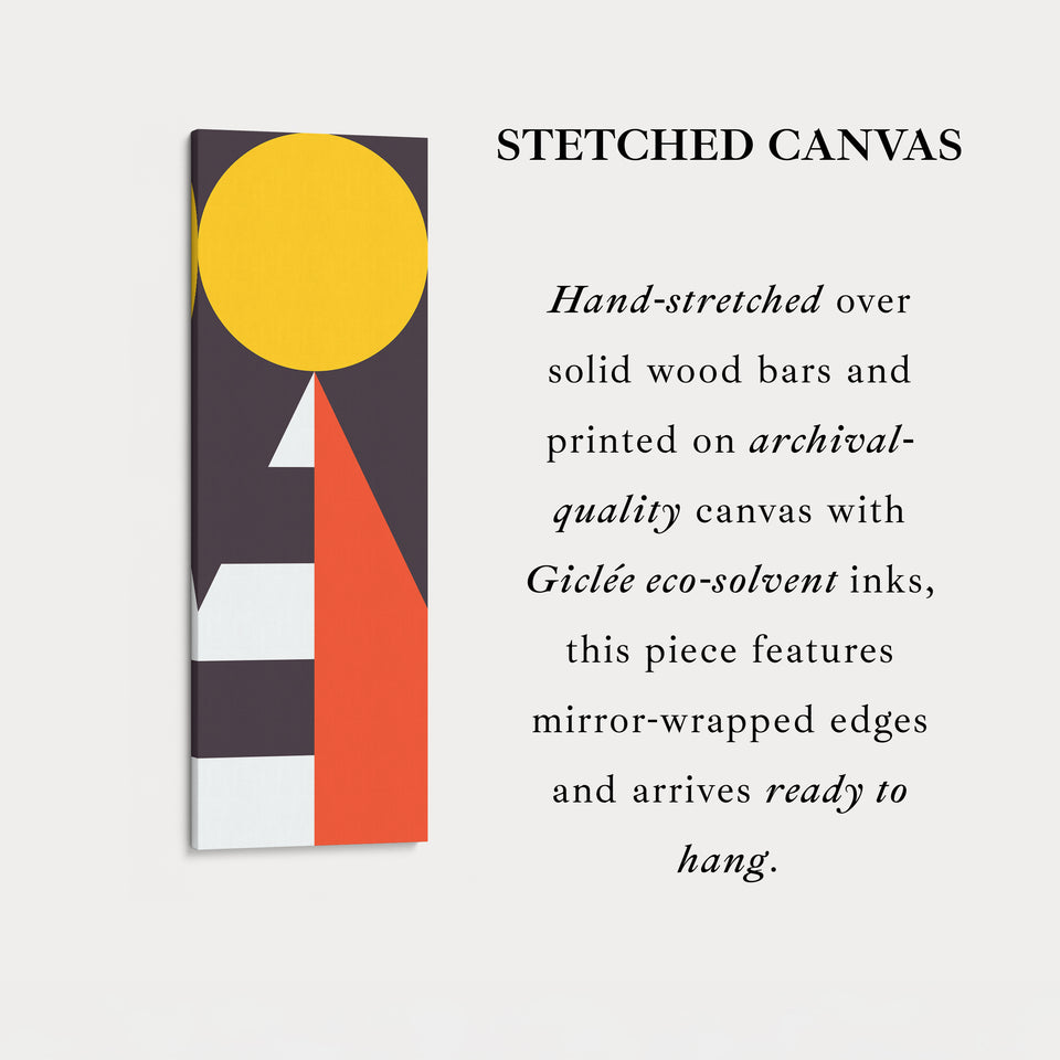 Modern Sun Geometry Vertical Framed Canvas Wall Art for Bedroom or Living Room