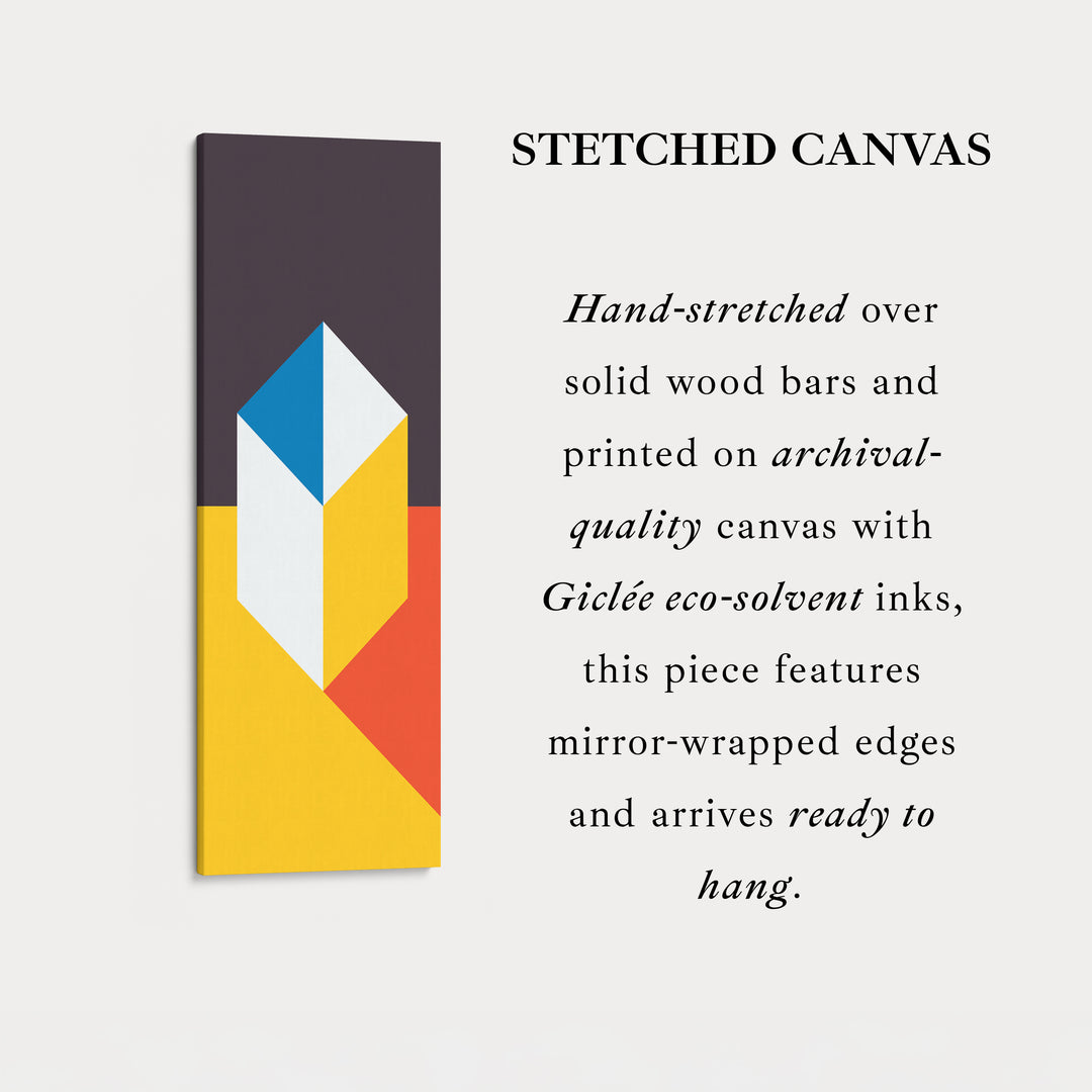 Abstract Cube Geometry Vertical Framed Canvas Wall Art for Office or Hallway