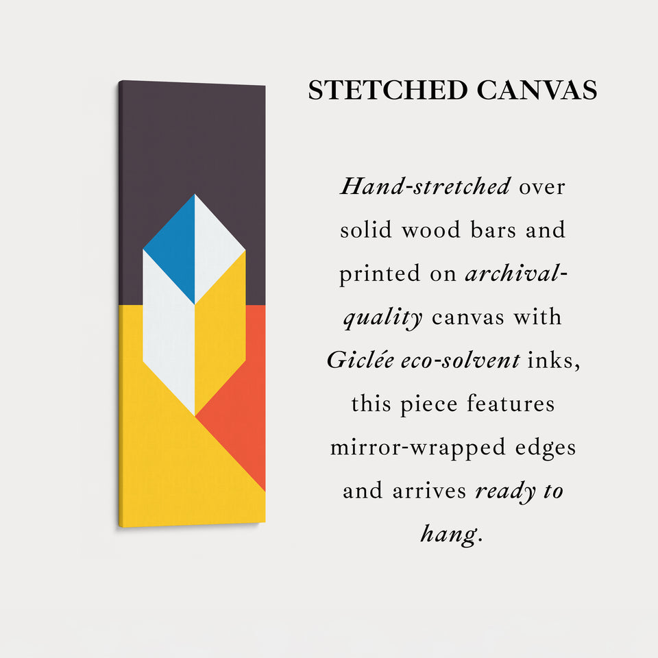 Abstract Cube Geometry Vertical Framed Canvas Wall Art for Office or Hallway