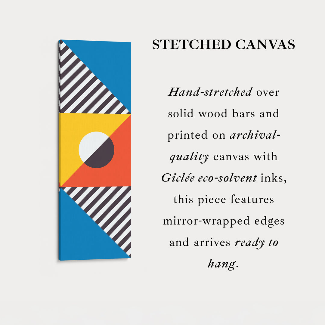 Bauhaus Stripes and Shapes Vertical Framed Canvas Wall Art for Living Room or Office