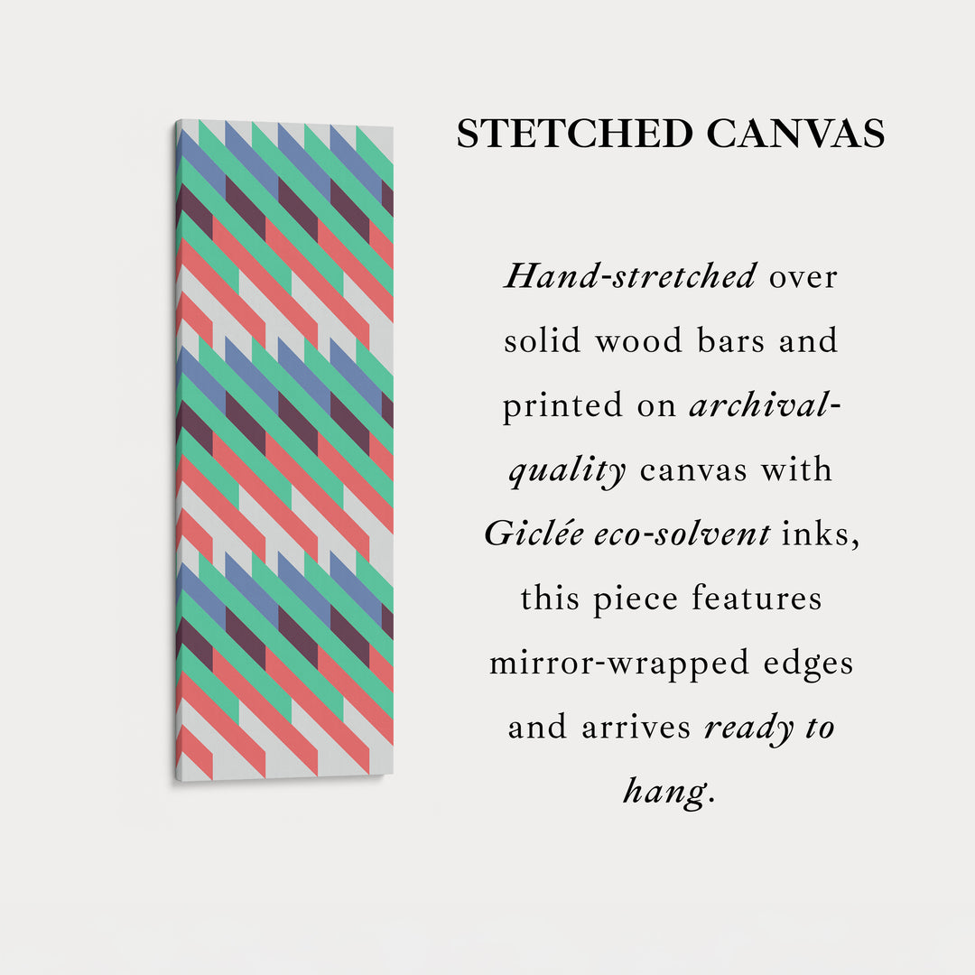 Retro Diagonal Stripes Vertical Framed Canvas Wall Art for Bedroom or Hallway