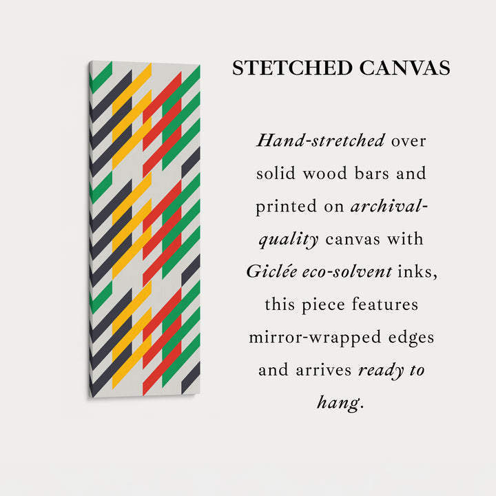 Modern Color Stripe Vertical Framed Canvas Wall Art for Living Room or Office