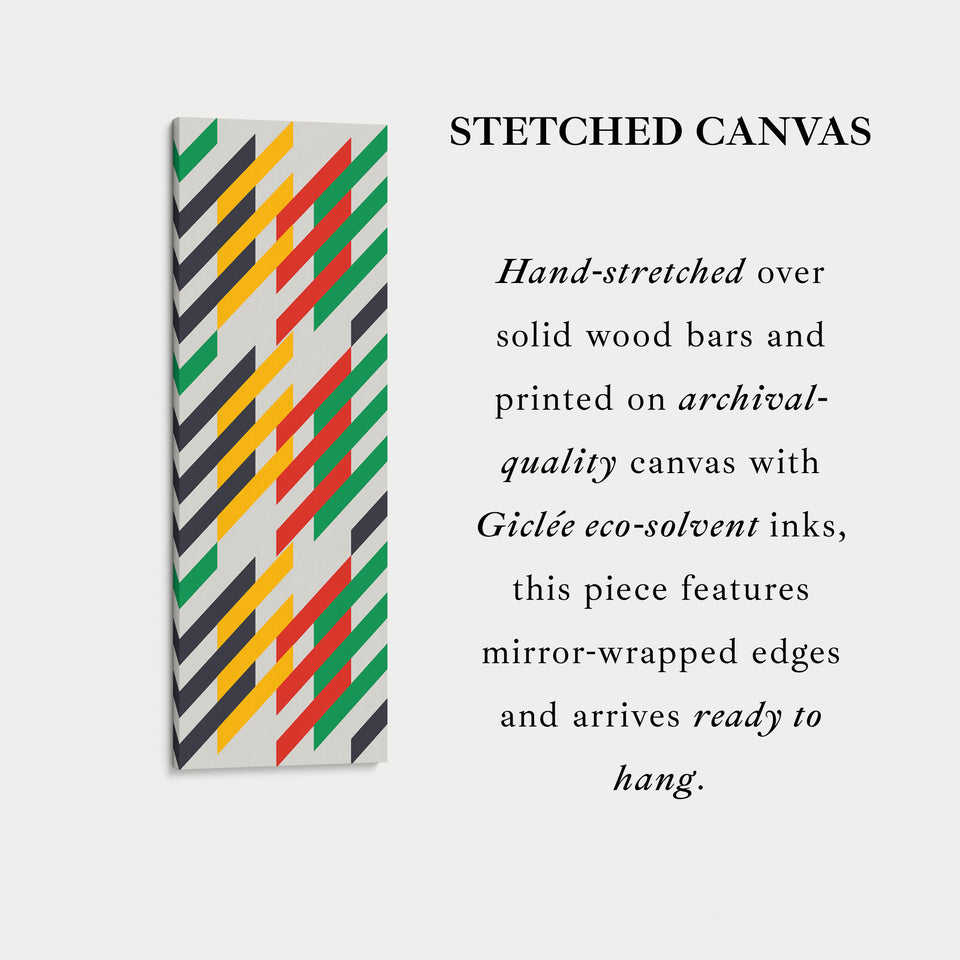 Modern Color Stripe Vertical Framed Canvas Wall Art for Living Room or Office