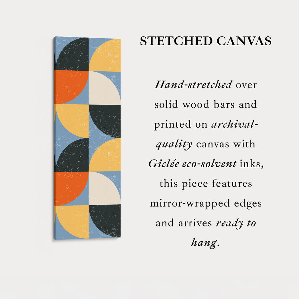 Geometric Half Circle Pattern Vertical Framed Canvas Wall Art for Bedroom or Hallway