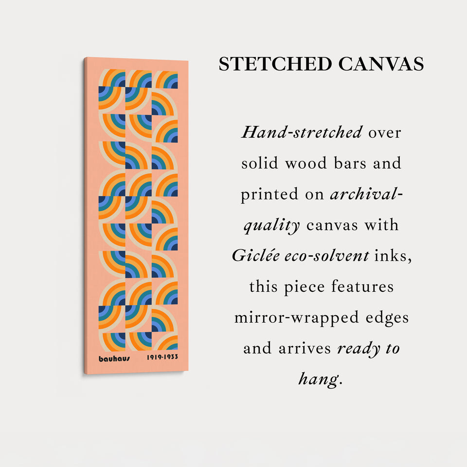 Vibrant Bauhaus Rainbow Arches Vertical Framed Canvas Wall Art for Living Room or Office