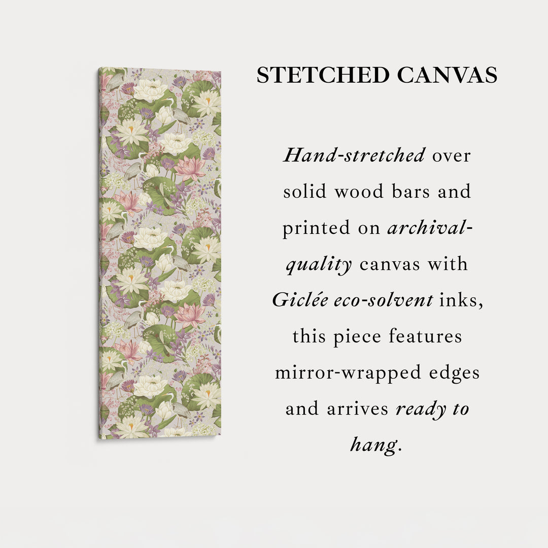 Vertical Framed Canvas Botanical Lotus Narrow Wall Art For Bedroom