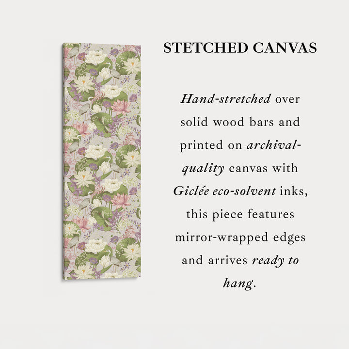 Vertical Framed Canvas Botanical Lotus Narrow Wall Art For Bedroom