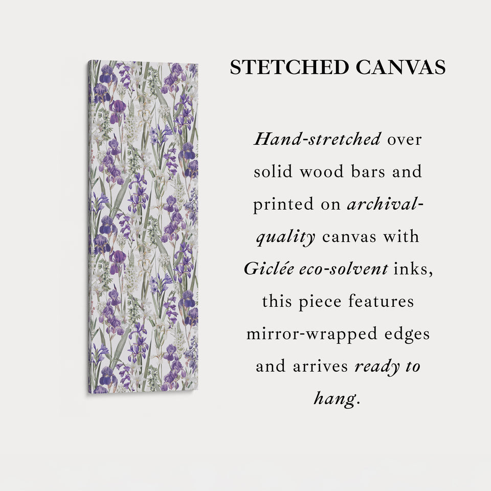 Tall Wall Art Purple Botanical Flowers Skinny Wall Art For Hallway
