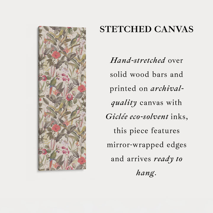 Skinny Wall Art Tropical Botanical Parrot Vertical Canvas For Hallway