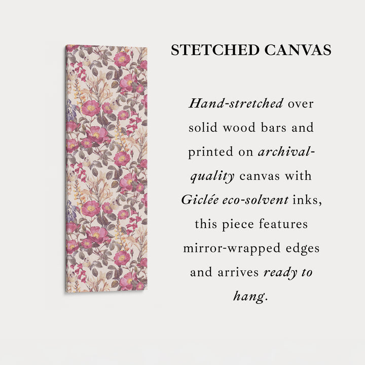 Tall Canvas Wall Art Pink Wildflowers Vertical Framed Canvas For Bedroom