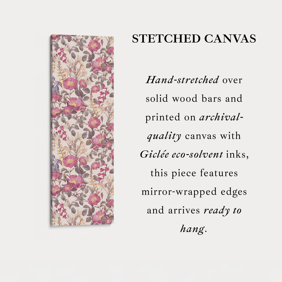 Tall Canvas Wall Art Pink Wildflowers Vertical Framed Canvas For Bedroom