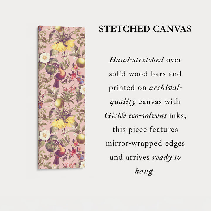 Vertical Wall Art Yellow Flowers And Pink Botanical Skinny Wall Art For Bedroom