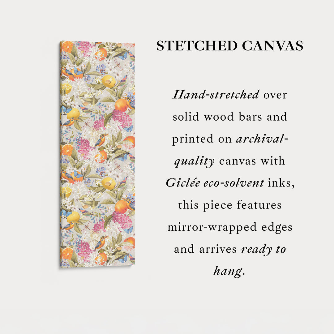 Tall Canvas Wall Art Botanical Oranges And Flowers Vertical Wall Art For Kitchen