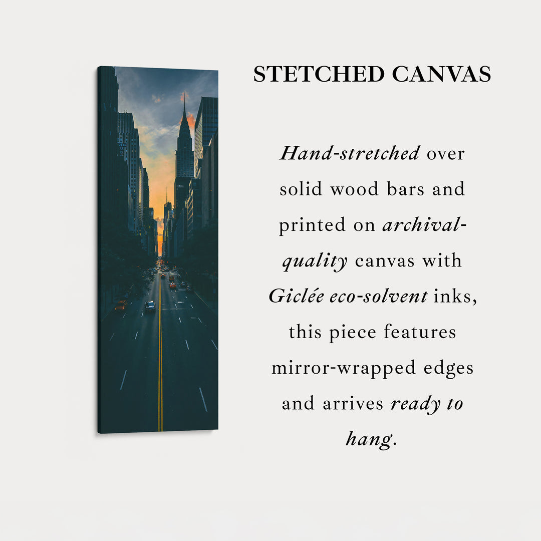 Thin Wall Art City Sunset Vertical Canvas For Living Room