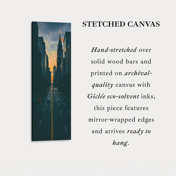 Thin Wall Art City Sunset Vertical Canvas For Living Room