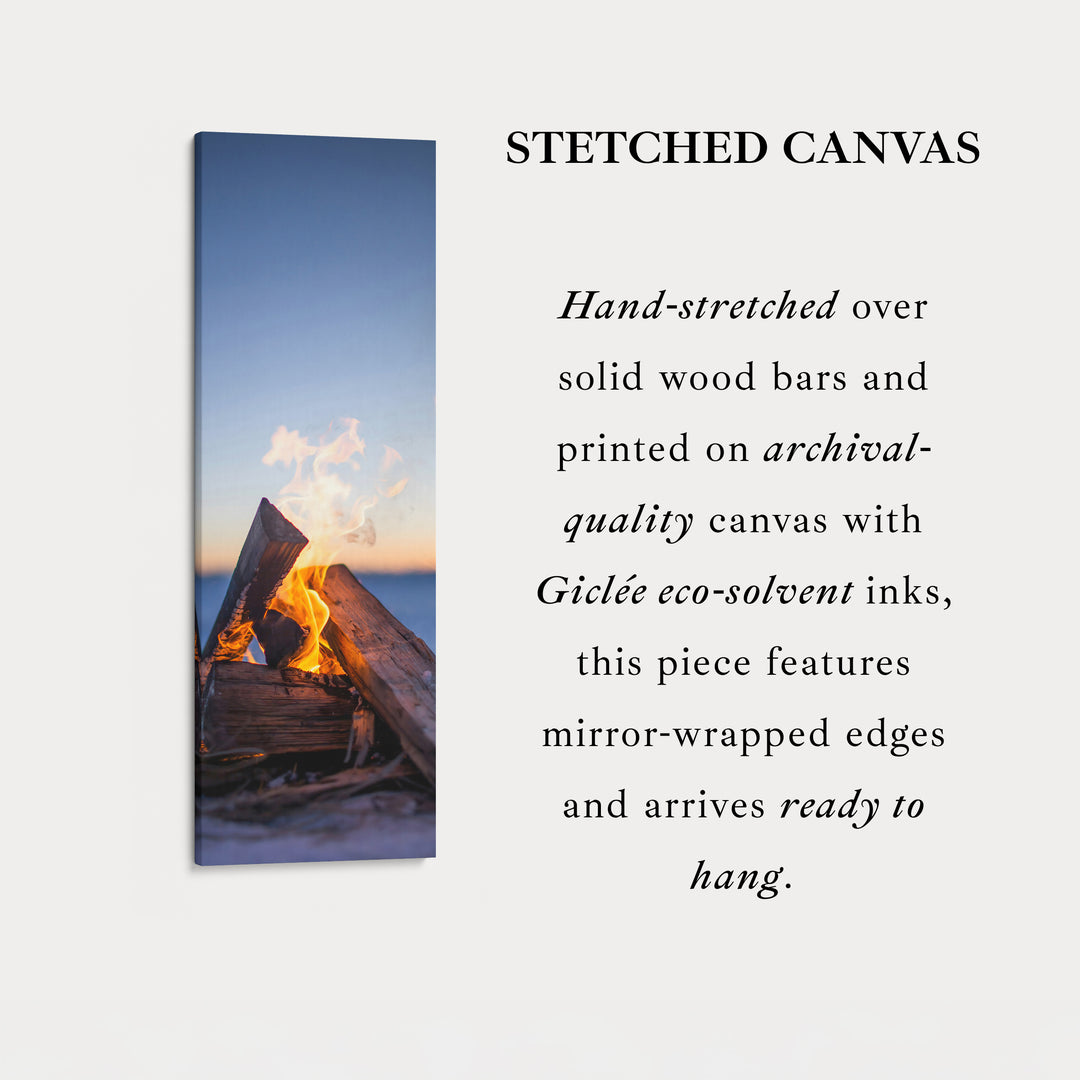 Long Vertical Canvas Campfire Flames Skinny Wall Art For Living Room