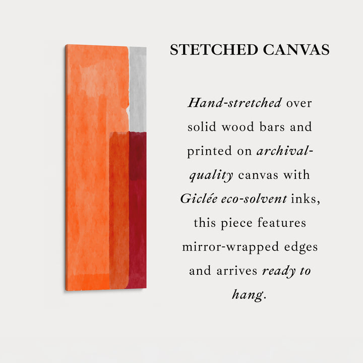 Vertical Framed Canvas Orange Red Geometric Pattern For Office