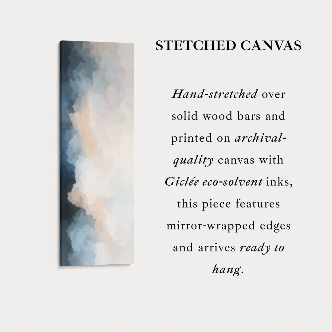 Vertical Wall Art Blue Beige Tall Modern Abstract Wall Art