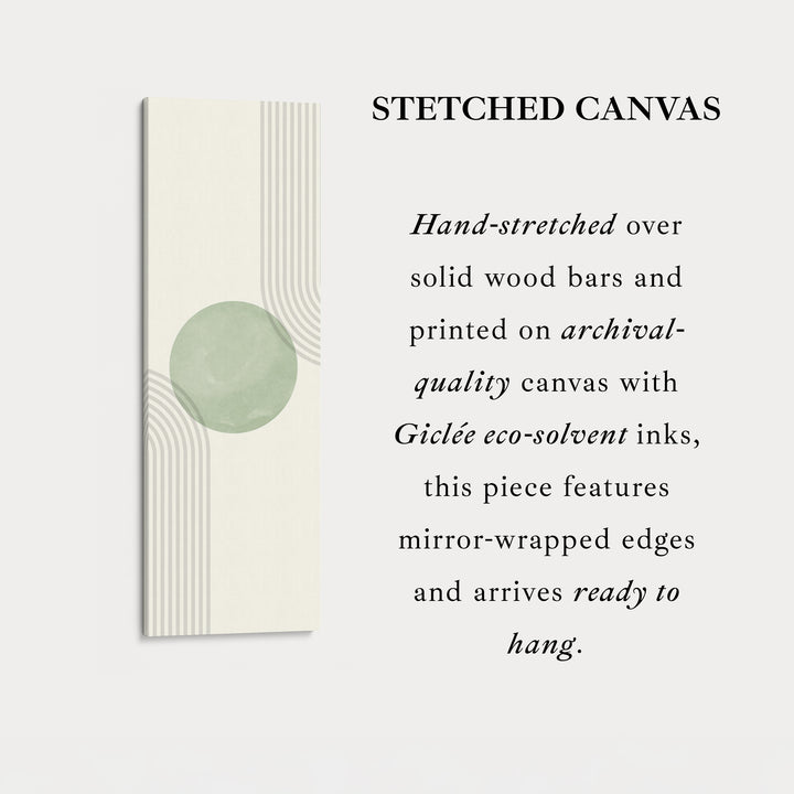 Long Vertical Canvas Green Abstract Minimal Geometric Art