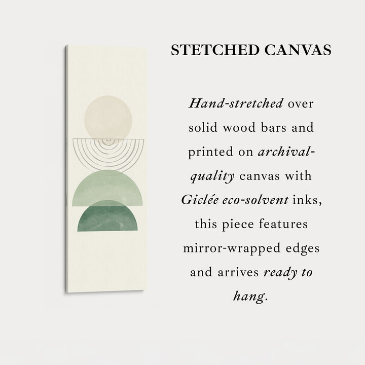 Vertical Framed Canvas Abstract Stacked Shapes In Green And Beige