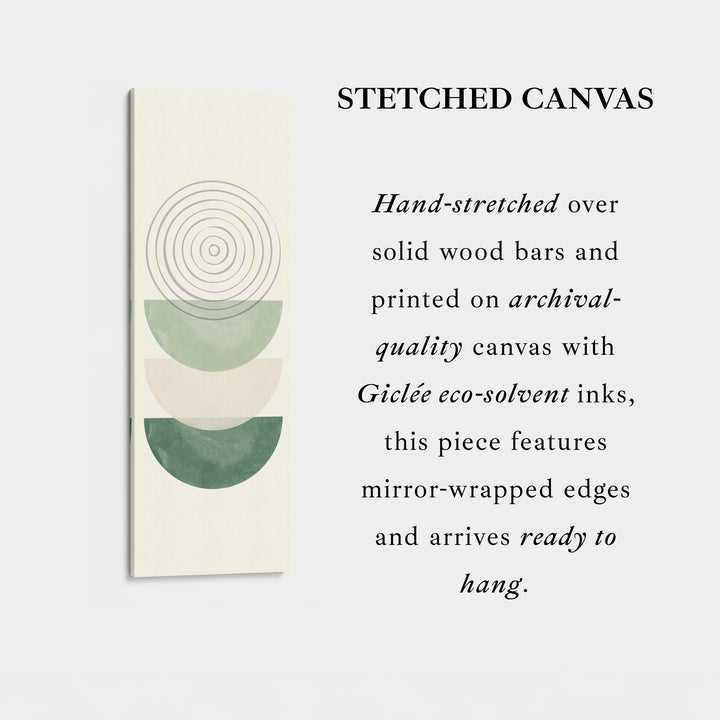 Tall Canvas Wall Art Green Minimal Ring And Shape Abstract