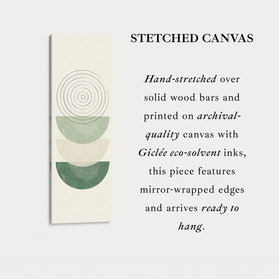 Tall Canvas Wall Art Green Minimal Ring And Shape Abstract