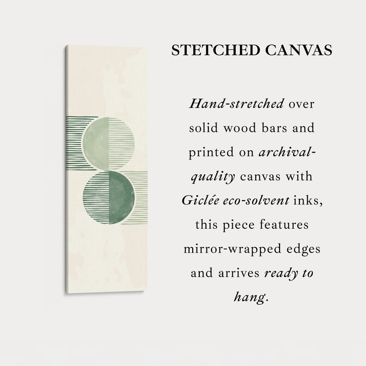 Long Vertical Canvas Minimal Green Circles Modern Abstract