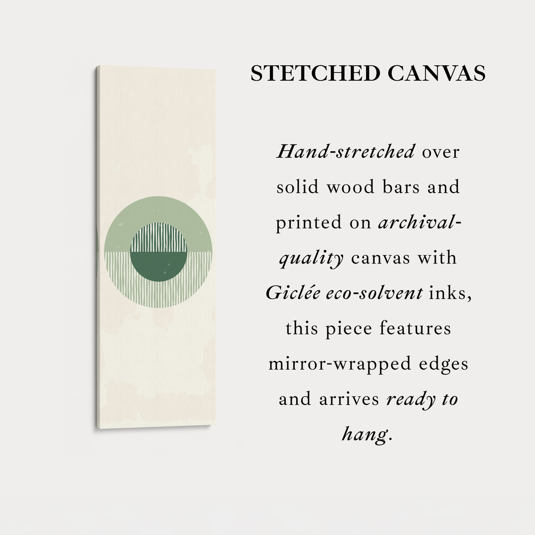 Vertical Framed Canvas Minimal Green Circle Statement