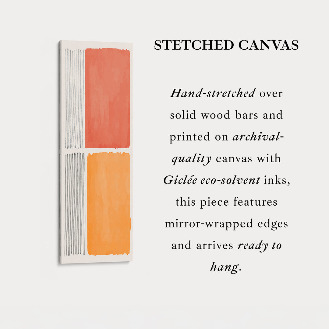 Tall Canvas Wall Art Orange And Neutral Minimal Blocks